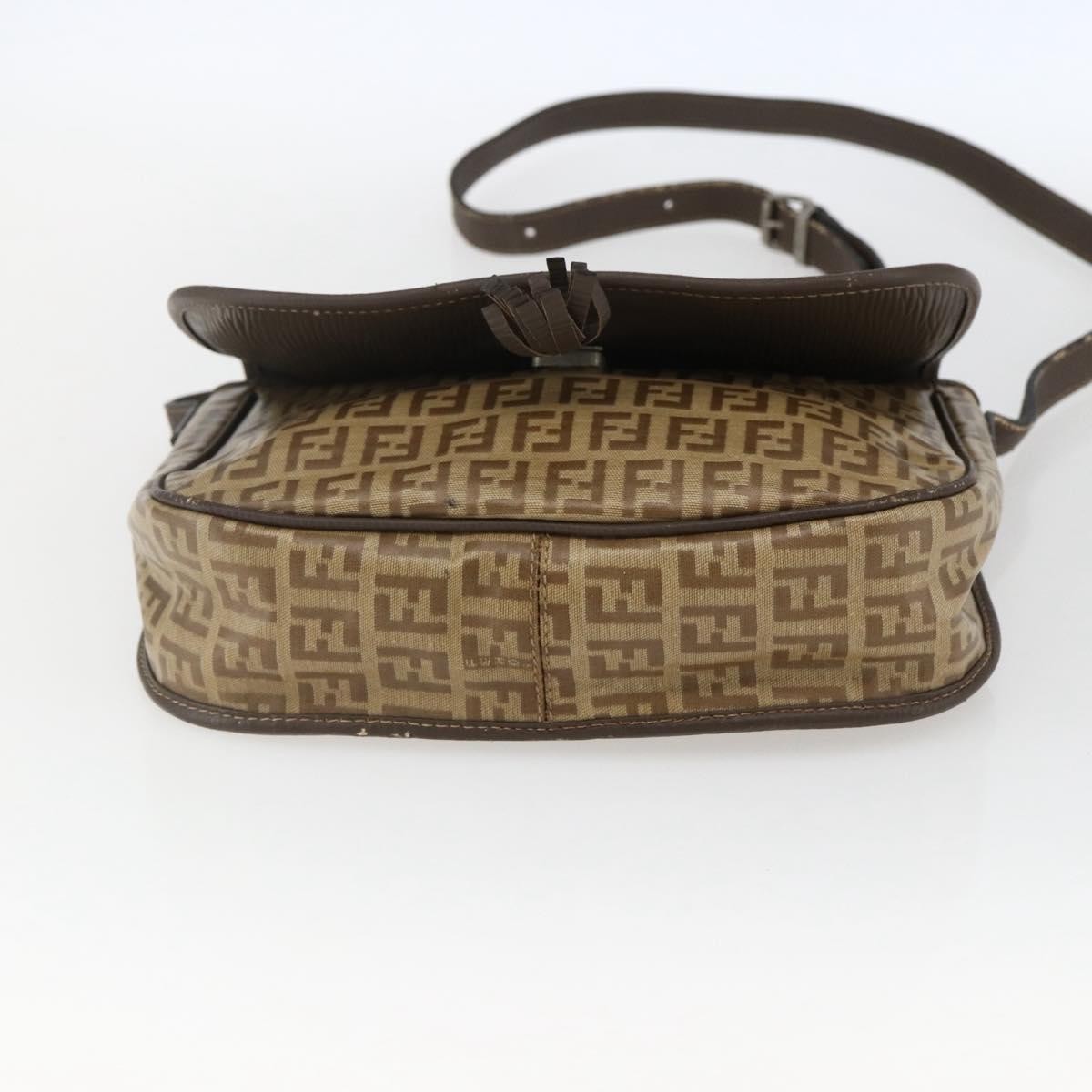 FENDI Zucchino Canvas Shoulder Bag Coated Canvas Beige Silver Auth 169510 thumbnail 9