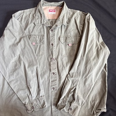 Wrangler Authentics Men's , Long-Sleeve Button Front Work Shirt, Two-Pocket 2XL