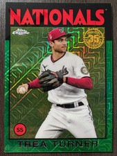 2021 Topps Silver Pack Trea Turner 1986 Chrome Green Mojo Refractor /99
