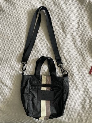 Aloha Collection Black Crossbody Purse Bag With Stripes Waterproof