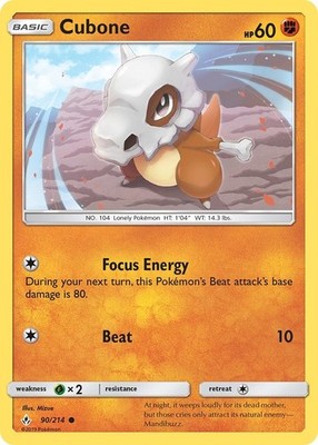 Cubone (90/214) Common NM SM10 SM - Unbroken Bonds Pokemon TCG
