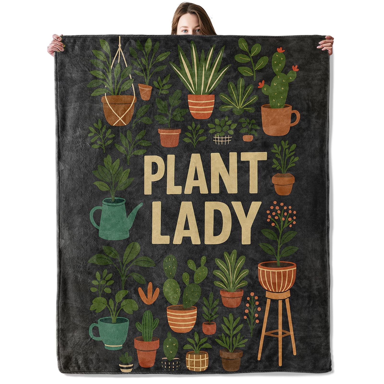 Plant Lady Botanical Blanket, Flannel Blankets Gifts for Boys Girls Adults, W...