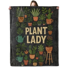 Plant Lady Botanical Blanket, Flannel Blankets Gifts for Boys Girls Adults, W...
