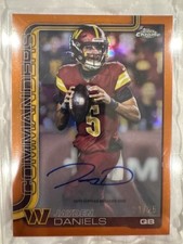 2025 Topps Chrome Jayden Daniels Auto Orange Refractor /25 SSP Commanders QB