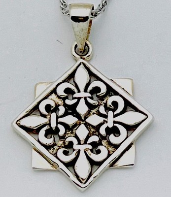 925 Sterling Silver 3.8 Gram Fleur De Lis Necklace 18 