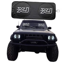 Cherokee XJ Accessories, Windshield Sunshade, Banner, Sun Shield, Fits Every 