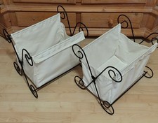 2 Ikea Allamala Zeitungsständer Weiß Baumwolle Schwarz Metall Deko Korb Klappbar