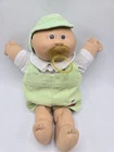 Cabbage Patch Preemie 1985 Wheat Tuft Brown Eyes Pacifier Green Sailboat Romper