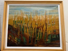 Original Abstract Landscape Oil Painting - Signed Romanian Artist - Framed 