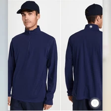 Greyson Tate Mockneck Quarter Zip Maltese Blue Navy Men’s Performance Sz M Golf