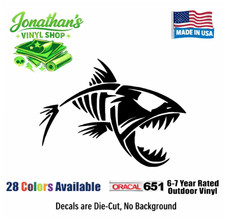 Fishing Vinyl Decal Car Window Truck Sticker sportsman Fish Skeleton Made In USA