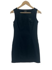 VTG Guess Jeans Y2K Black Twill Jumper Sheath Dress Size 5