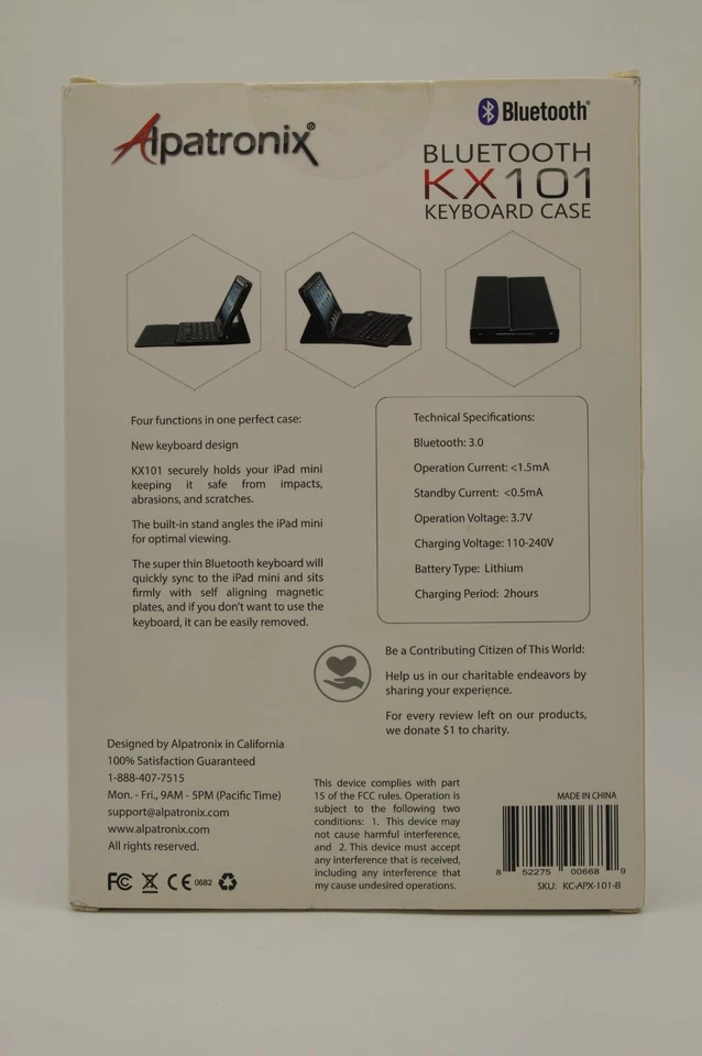 Alpatronix Kx101 Ipad Mini Leather Case With Bluetooth Keyboard  Ipad Cover - Image 2 of 4