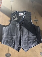 Vintage Park V Leather Vest Black Size XL Made In USA