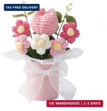 Small Handmade Crochet Tulip Flower Bouquet Desktop Decor Gift For Women  Skin-