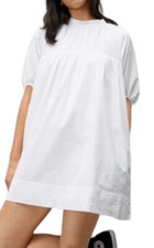 Everlane The Shirred Mini Dress XS White Yoke Prairie