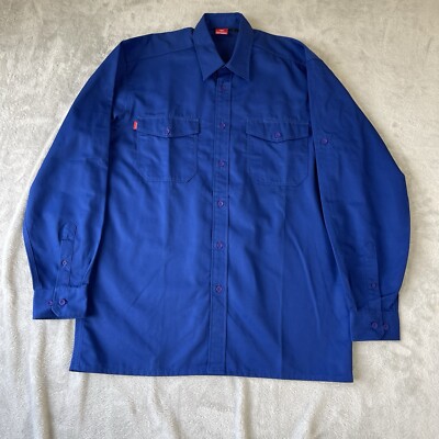 Engelbert Straus Men's Cotton Blend Work Overshirt Blue Size L