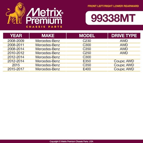 Front L&R Lower Rearward Control Arm & Bushing for MB C350 C300 C230 C250 AWD - Picture 2 of 8