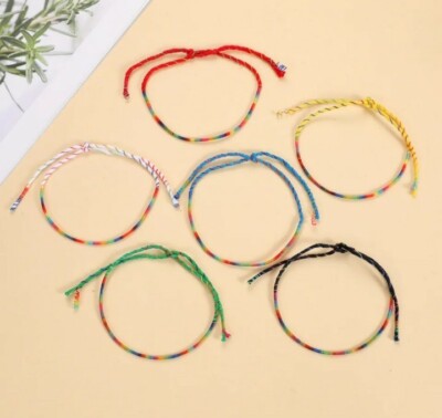 6Stück Freundschaft Frinds Armbänder Fußkettchen Pice Glück geflochtenes Armband