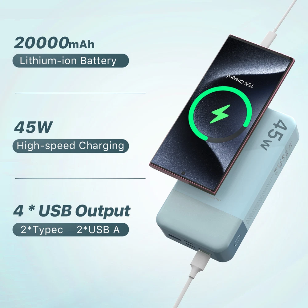 Power Bank 20000mah 45W PD Charging Portable External Battery For iPhone Charger