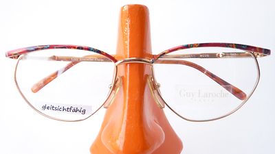 Designer Brille Cateye Fassung Damen by Guy Laroche gold bunt ausgefallen Gr M