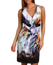 NWT Elie Tahari Silk  Patrice Dress Berry Blue Silk 10 $398
