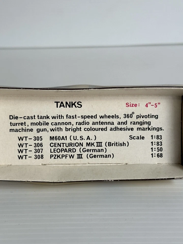 JUGUETE DE HOJALATA DIECAST EJÉRCITO TANQUE CENTURIÓN MK III (BRITÁNICO) HECHO EN HONG KONG. Foto 3 de 3