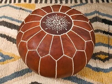 Ottoman Unstuffed Moroccan Leather Pouffe Vinatge Home Decore