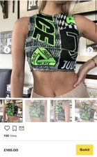 1xblue Lois Saunders Top Crop Upcycled Football Scarf Tank Neon Handmade