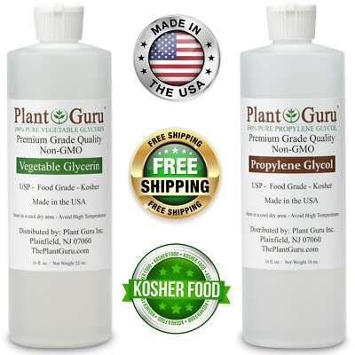 Vegetable Glycerin / Propylene Glycol 16 oz Each USP 99.9% Pure Food Grade VG PG