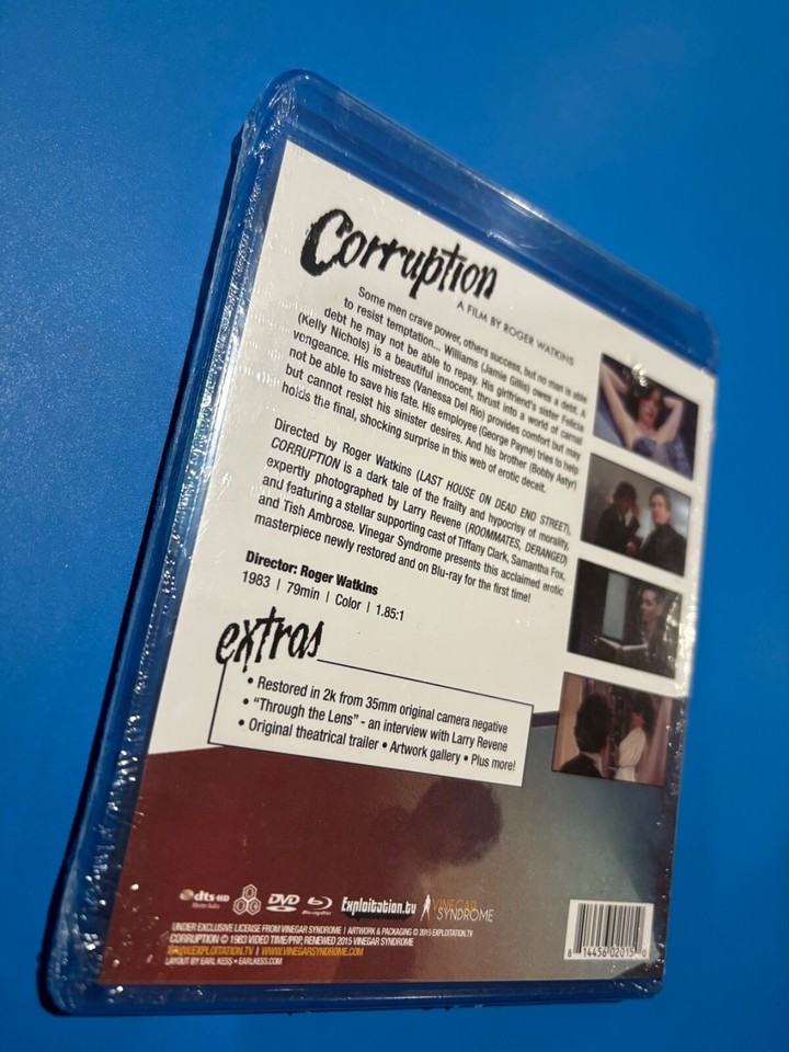 CORRUPTION 1983 Vinegar Syndrome. BLURAY NEW/SEALED Roger Watkins