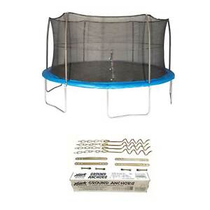 JumpKing 15 Foot Trampoline with Net and XDP Recreation Metal Ground Anchor Kit - Click1Get2 On Sale