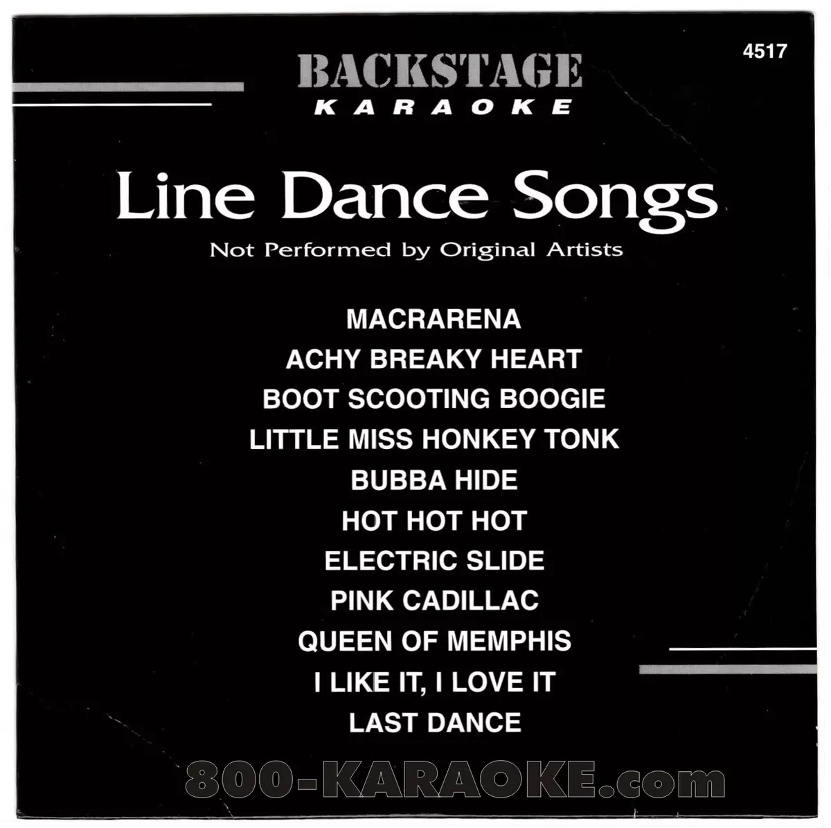 BACKSTAGE KARAOKE CD+G BS4517 CDG LINE DANCE SONGS cdg MACARENA BOOT  SCOOTIN' +