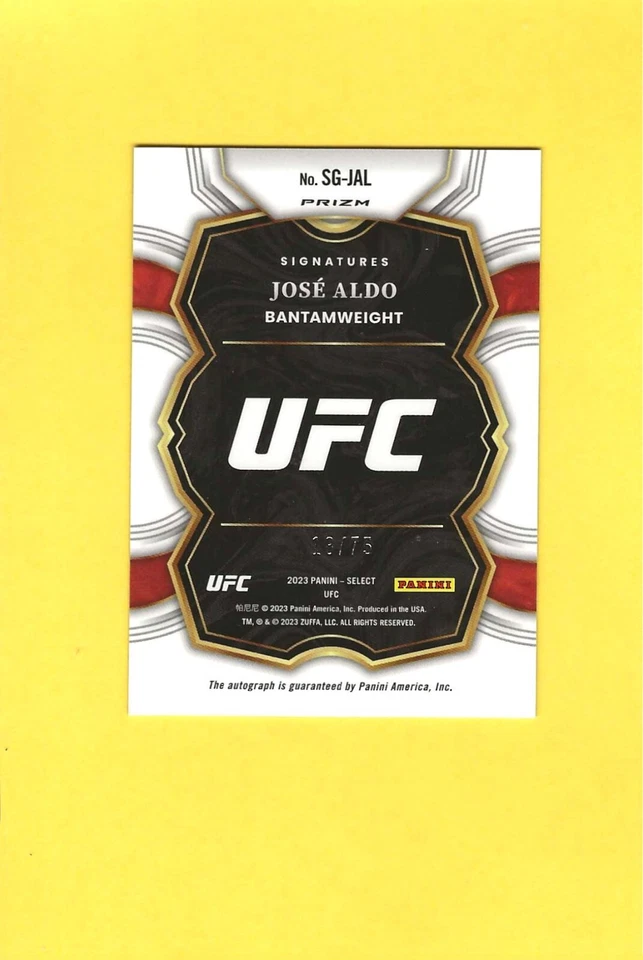 Jose Aldo UFC Select 2023 Signature Auto Blue Prizm Auto /75 - Image 2 of 2