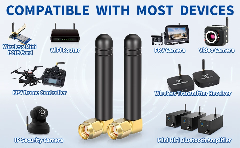 Bingfu Mini-Dualband-WLAN 2,4 GHz 5 GHz 5,8 GHz MIMO RP-SMA-Antenne für FPV-WLAN - Bild 3 von 4