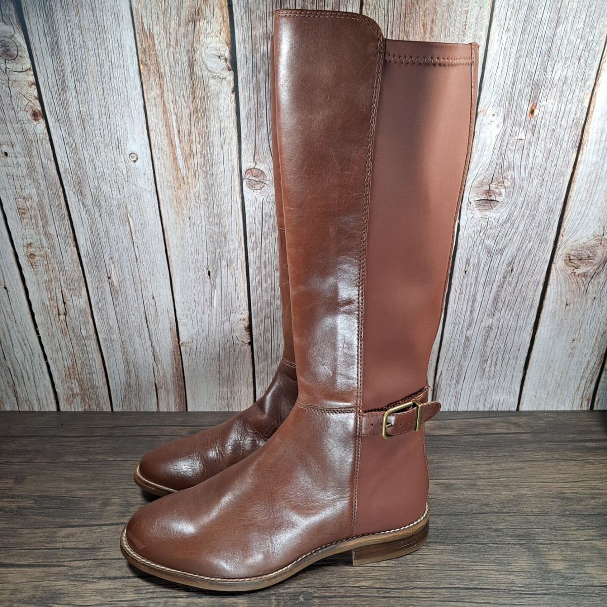 Clarks Camzin Tree Brown Leather Casual Zipper Boots Women's Size W