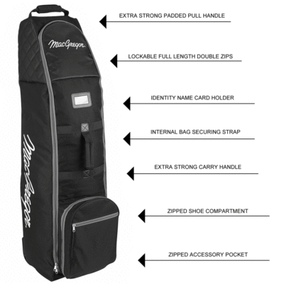 MACGREGOR XL DELUXE WHEELED PADDED GOLF BAG FLIGHT COVER TRAVEL COVER