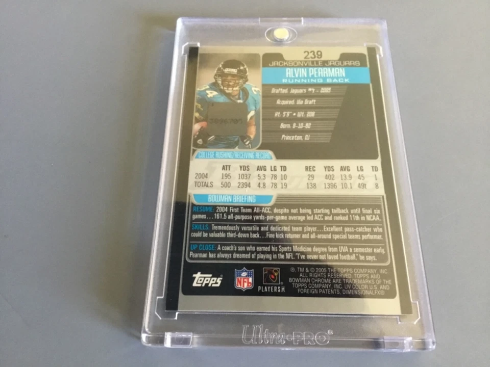 2005 Bowman Chrome Alvin Pearman Autograph Rookie Card #239 Auto - Image 2 of 2