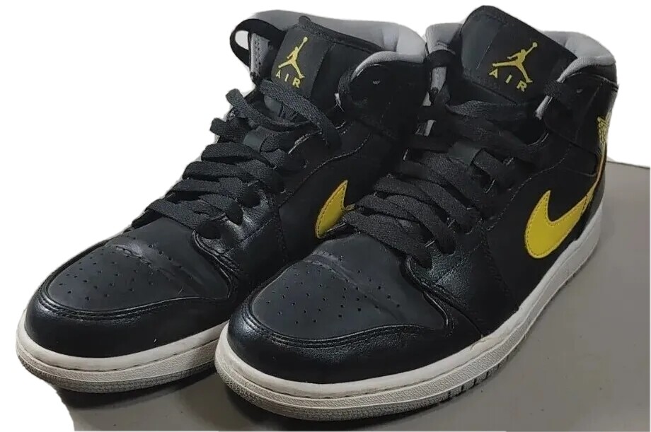 Air Jordan Mid Yellow Retro Black 2014 Nike 554724-070 Mens Size