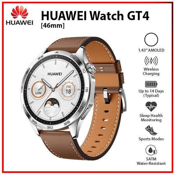 【箱付き】HUAWEI WATCH GT 4 [46mm] ブラウンレザー NEW Huawei Watch GT 4 46mm BROWN 1.43