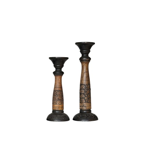 Traditional Black Wash Eco-friendly Handmade Mango Wood Set Of Two Candle Holder - Bild 34 von 38