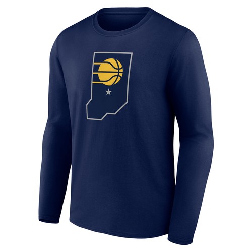 Men's Navy Indiana Pacers Alternate Logo Long Sleeve T-Shirt - Picture 2 of 3