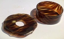 Celluloid plastic Hair Recepticle, Faux Tortoiseshell
