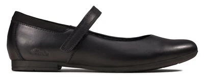 Clarks Girls SCALA SKIP K Black Leather Mary Jane School Shoes