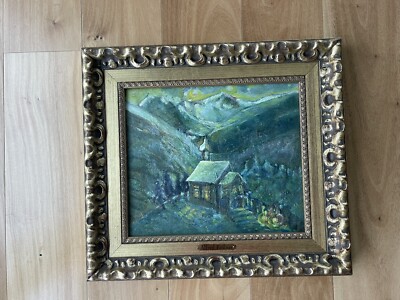 Expressive Oil Painting Alfred Kellner Framed Winter scape