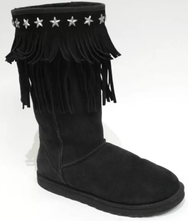 UGG & JIMMY CHOO Black Suede Sheepskin 