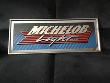 Vintage Michelob Light Blue And White Striped Bar Mirror