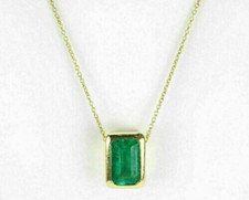 Natural Emerald Pendant May Birthstone Pendant Necklace 925 Sterling Silver