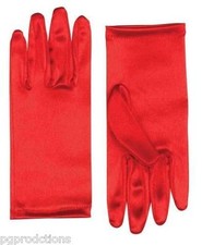 9" RED SATIN HAND GLOVES Clown Stage Costume Opera Dress Bright Formal Bridal