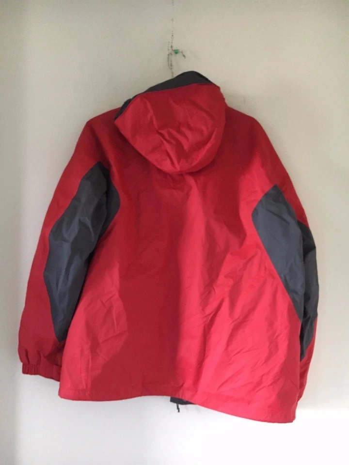 Columbia Size XL Sports Wear Waterproof Red Gray Hood Wind Breaker Men Jacket - Image 2 of 2